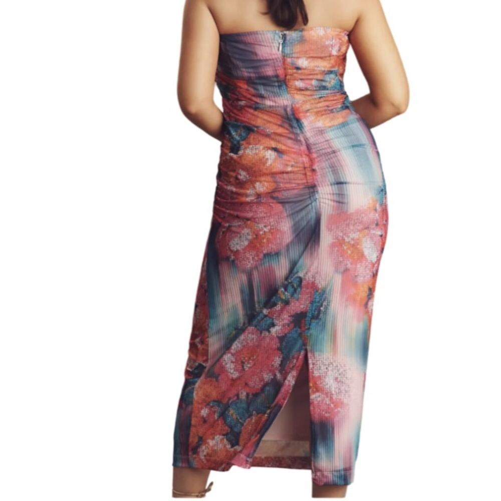 Anthropologie The Soleil Slim Strapless Ruched Mesh Dress - M - Picture 4 of 8
